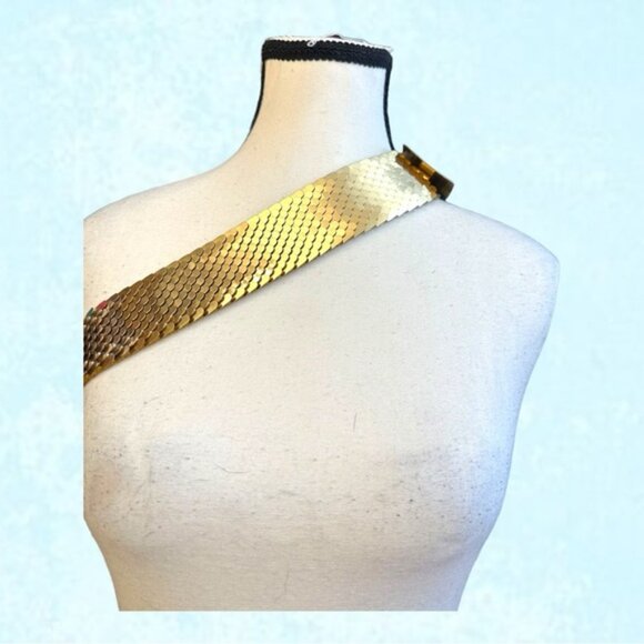 Womens Thick Gold Sequin Buckled Belt S M L - Picture 2 of 7